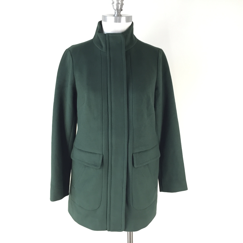 J Jill Xs P Green Winter Over Coat Zip Up Cute